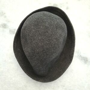Vintage Dark Gray Wool Felt Derby Bowler Hat Boho Steampunk Victorian